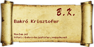 Bakró Krisztofer névjegykártya